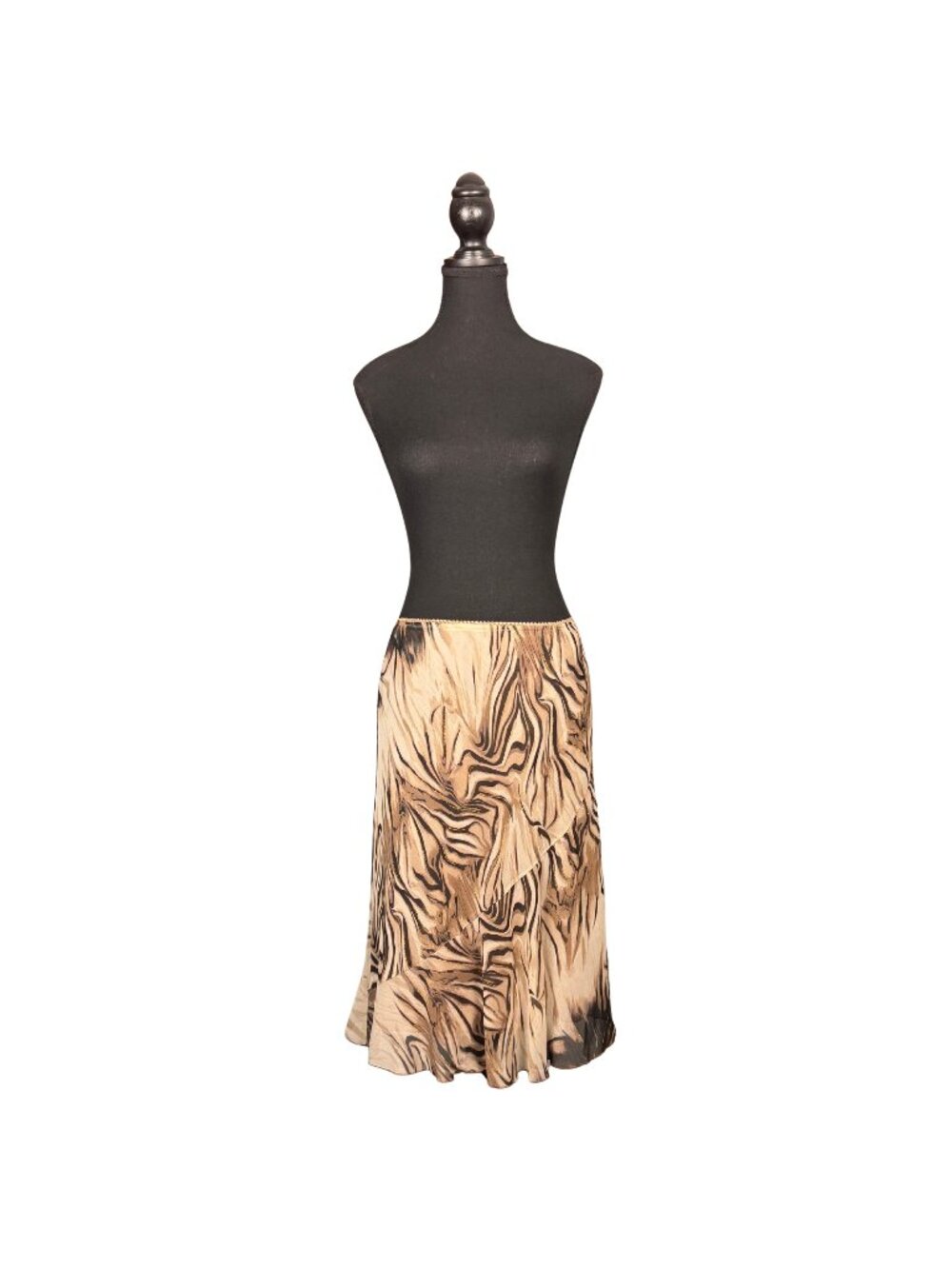 Vintage Y2K Brown Marble Print Midi Skirt Metallic Fairycore Flowy Bias Cut